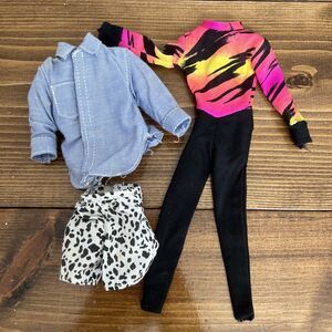 Vintage Barbie Ken Clothes Lot Of 3 With Flaws- Read Denim Shirt, Shorts